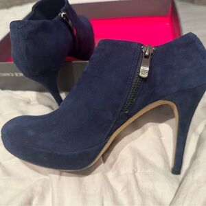 Vince Camuto Blue Heeled Boots with Suede Finish. Great condition
